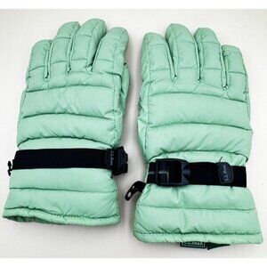 L.L. Bean Womens Large Insulated Down Gloves Mint Green With Adjustable Strap